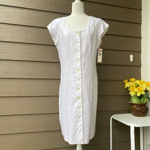 NWT Ralph Lauren Women's Button-Front Dress Size 16 LINEN Off - White color